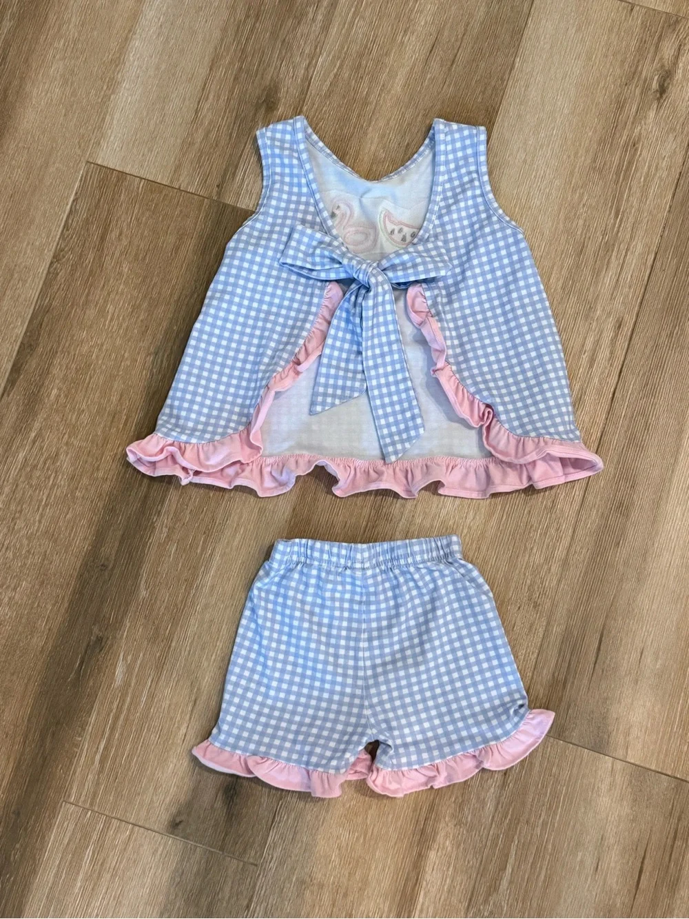 Stitchy Fish Gingham Appliqué Outfit